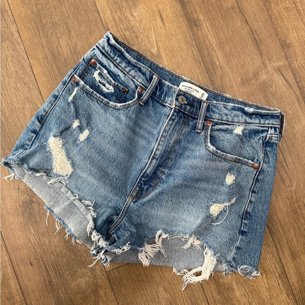 Abercrombie & Fitch Blue Distressed Jean Shorts